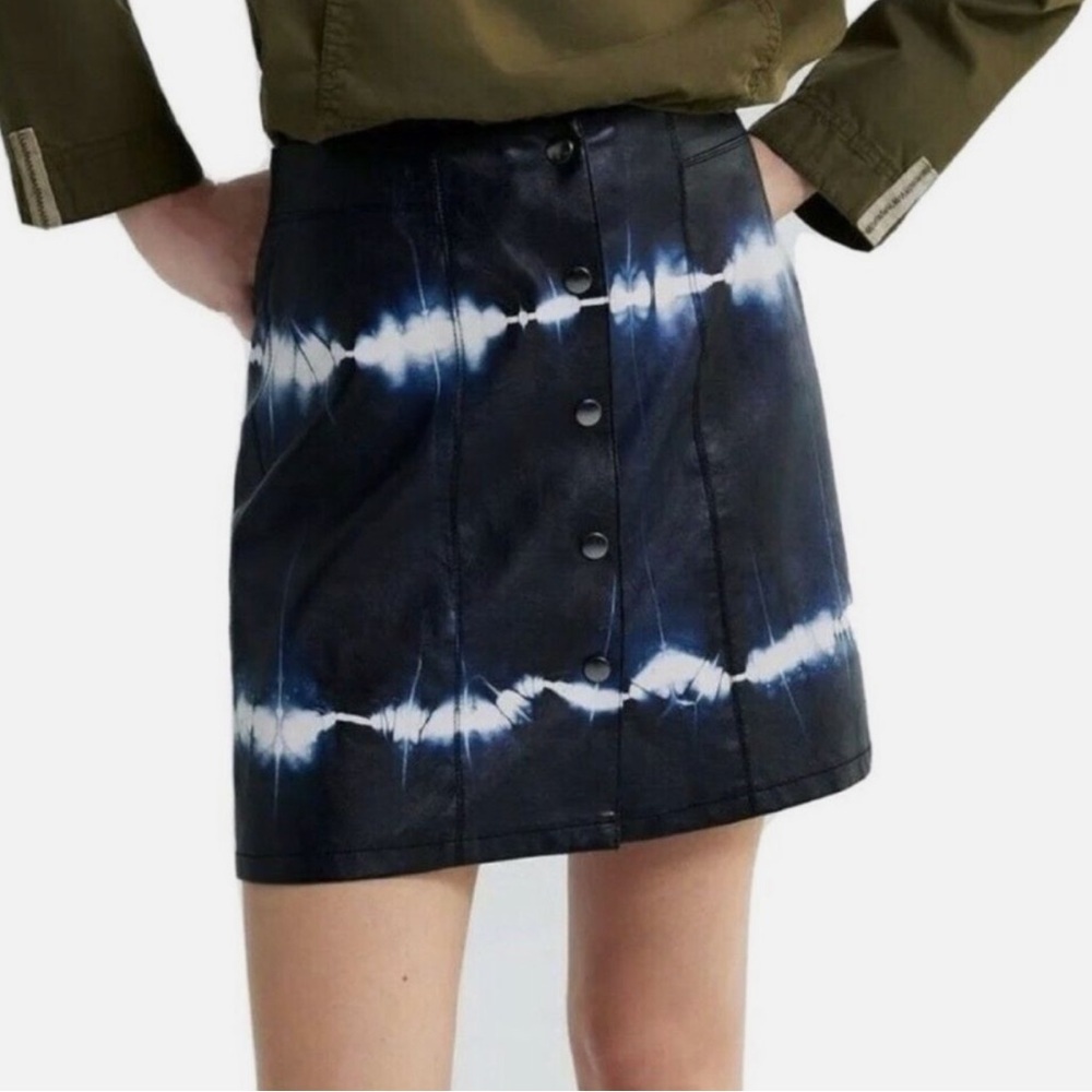 Zara Tie Dye Faux Leather Mini Skirt XS